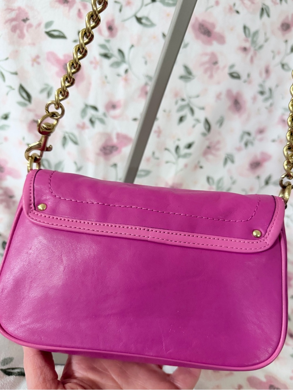 🌸 Coach SUPER RARE Turnlock Hot Pink Colorblock Tattersall Legacy Gold Chain - Picture 5 of 8